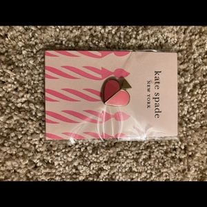 NIP Kate Spade New York pink gold enamel heart lapel pin spade
